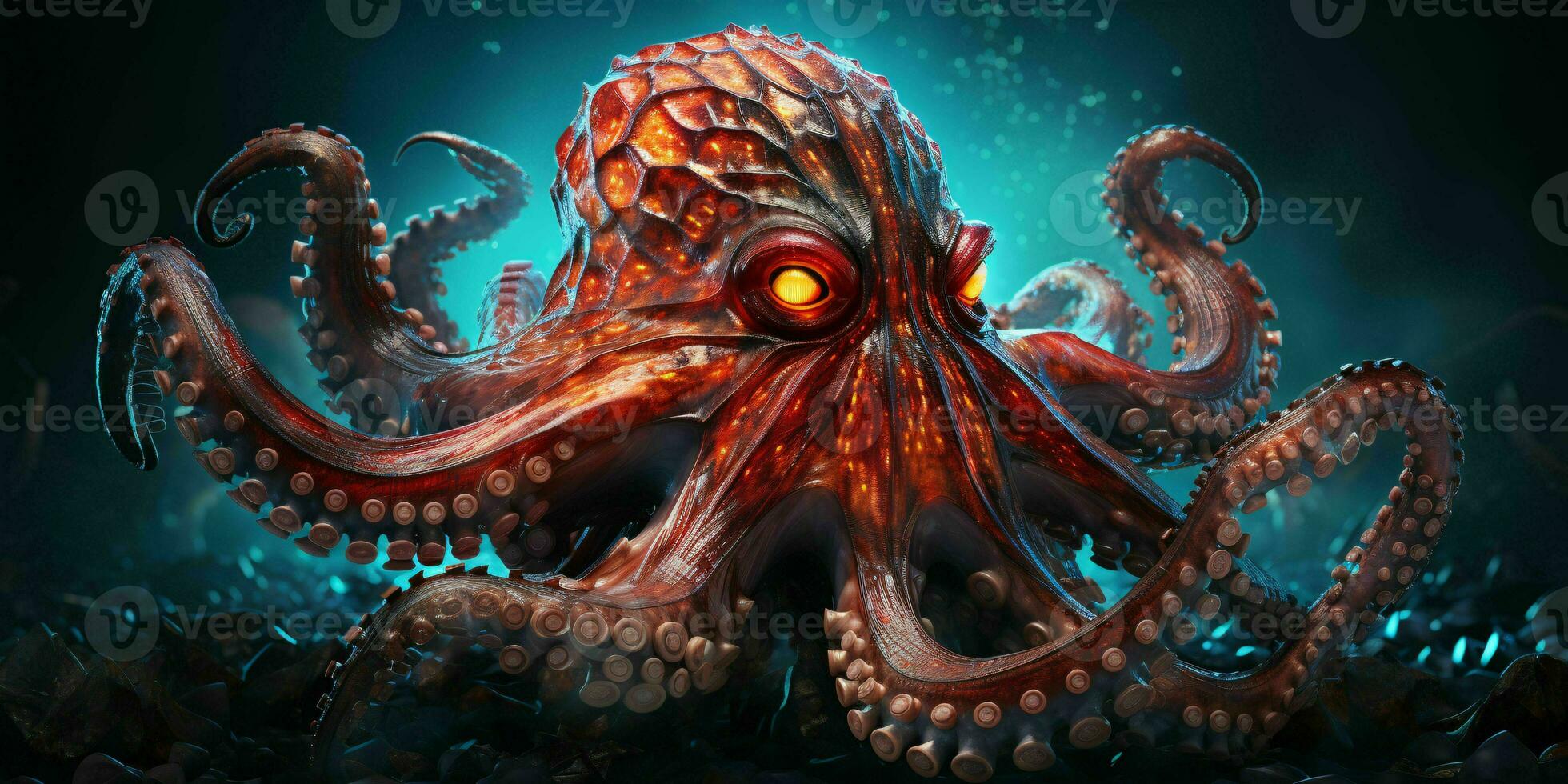 AI generated Close up of an Octopus Underwater. Generative AI photo