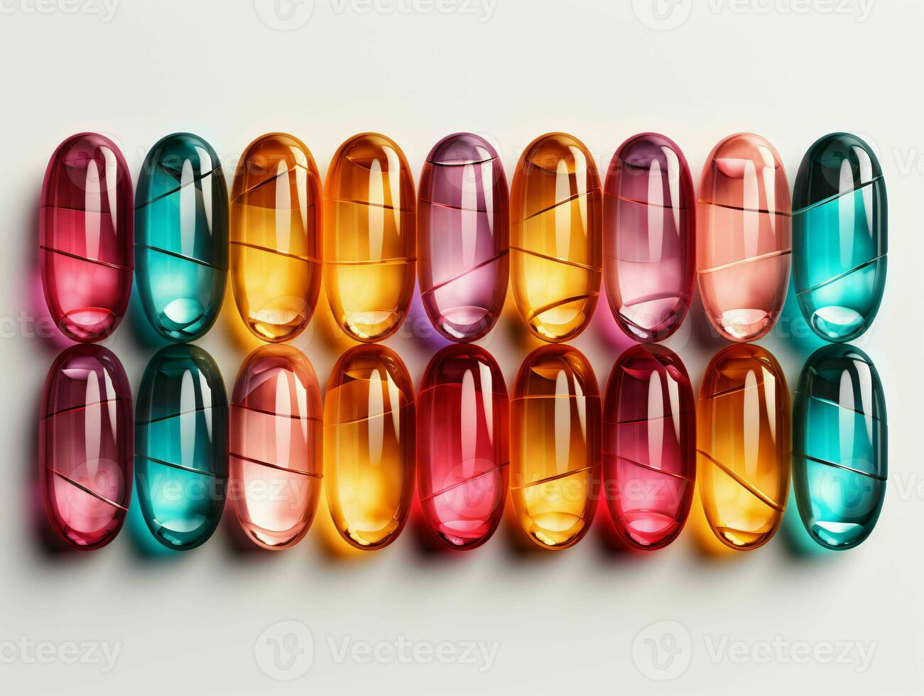 AI generated Colorful Pharmacy Capsules. Many Different Medications or Pills. Generative AI photo
