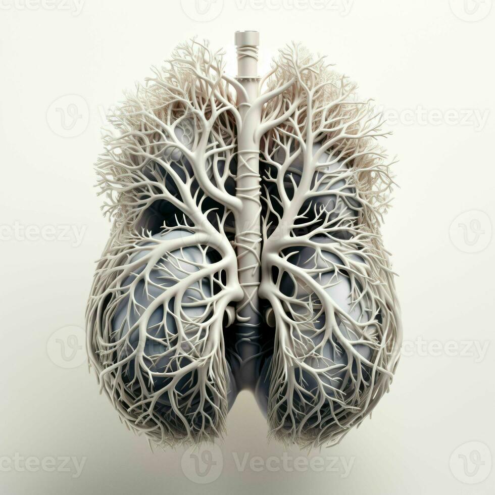 AI generated Human Lung Illustration with Tree Branch and Root Concept. Generative AI photo