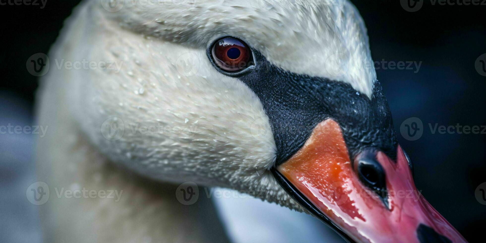 AI generated Close Up of A White Swan with Beautiful Eyes. Generative AI photo