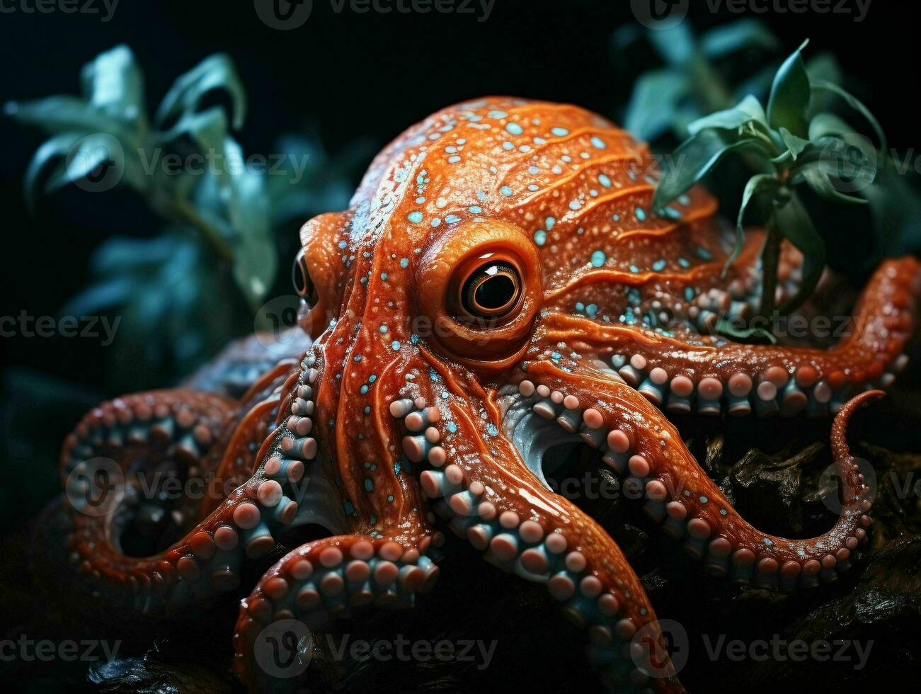 AI generated Close up of an Octopus Underwater. Generative AI photo