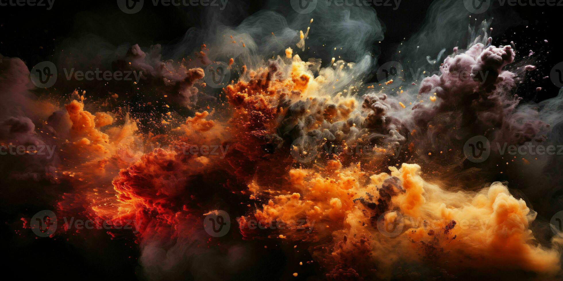 AI generated Explosion Effect. Fire Blast Landscape. Generative AI photo