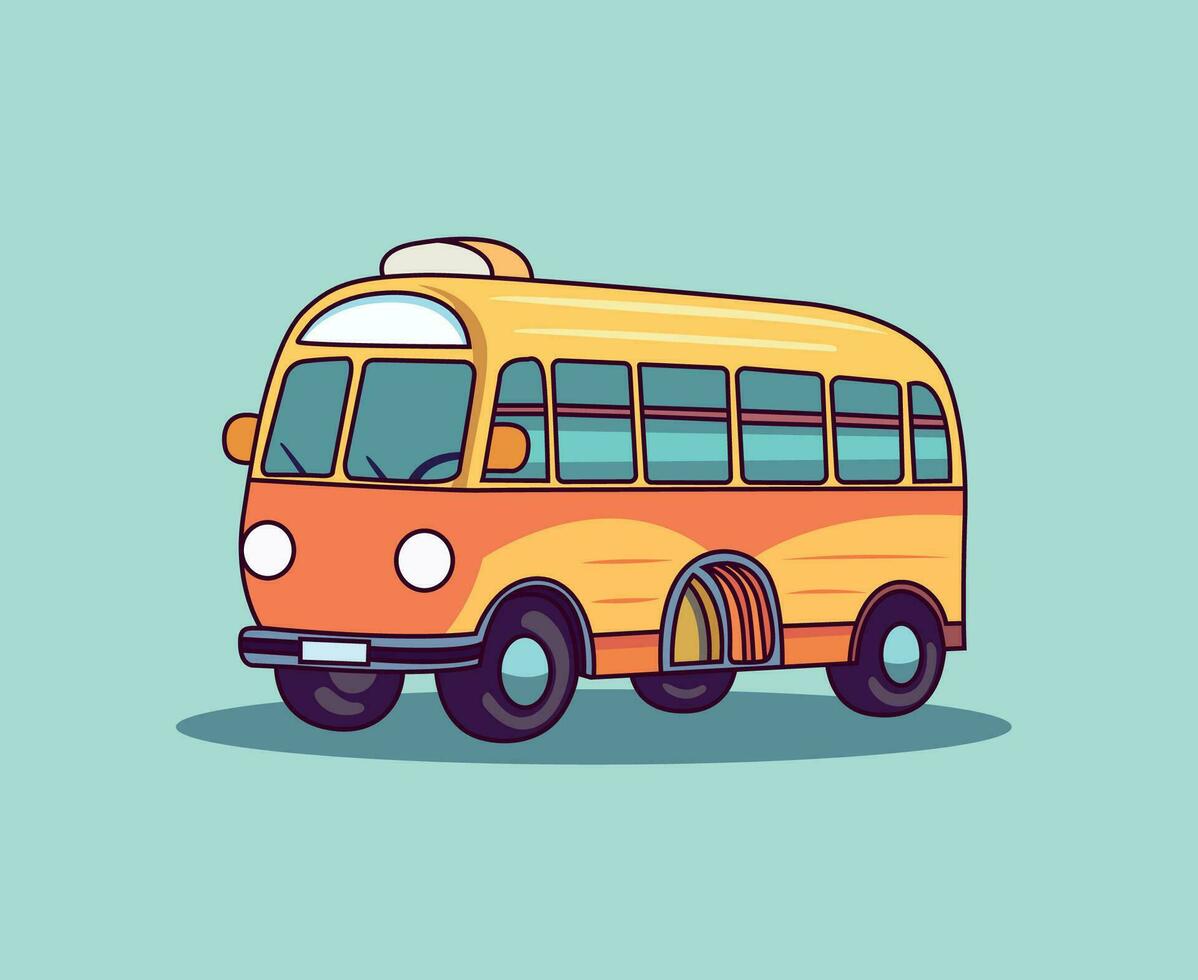 Cute cartoon school bus illustration vector