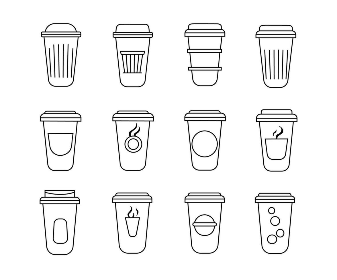 set of cups icon vector