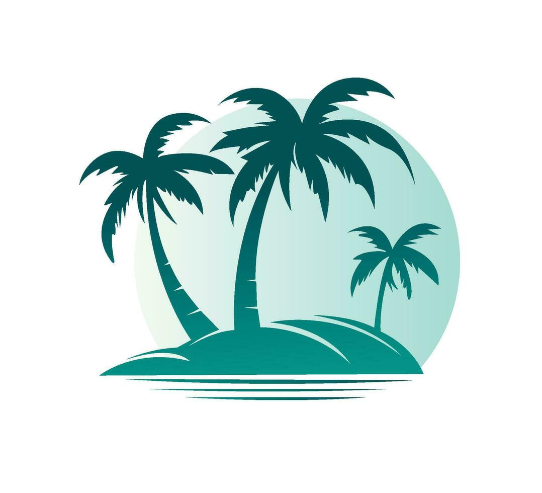 tropical island with tree logo vector