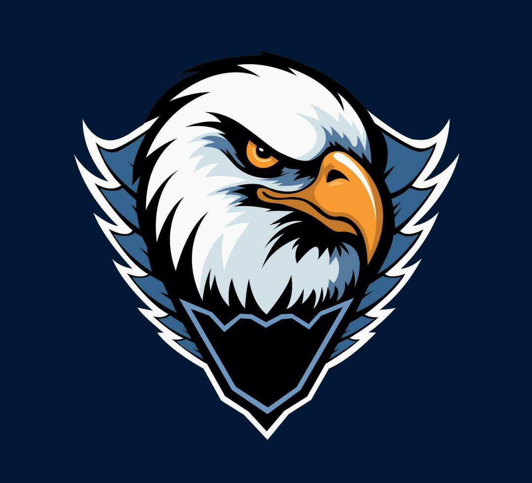 Eagle face logo with wings vector