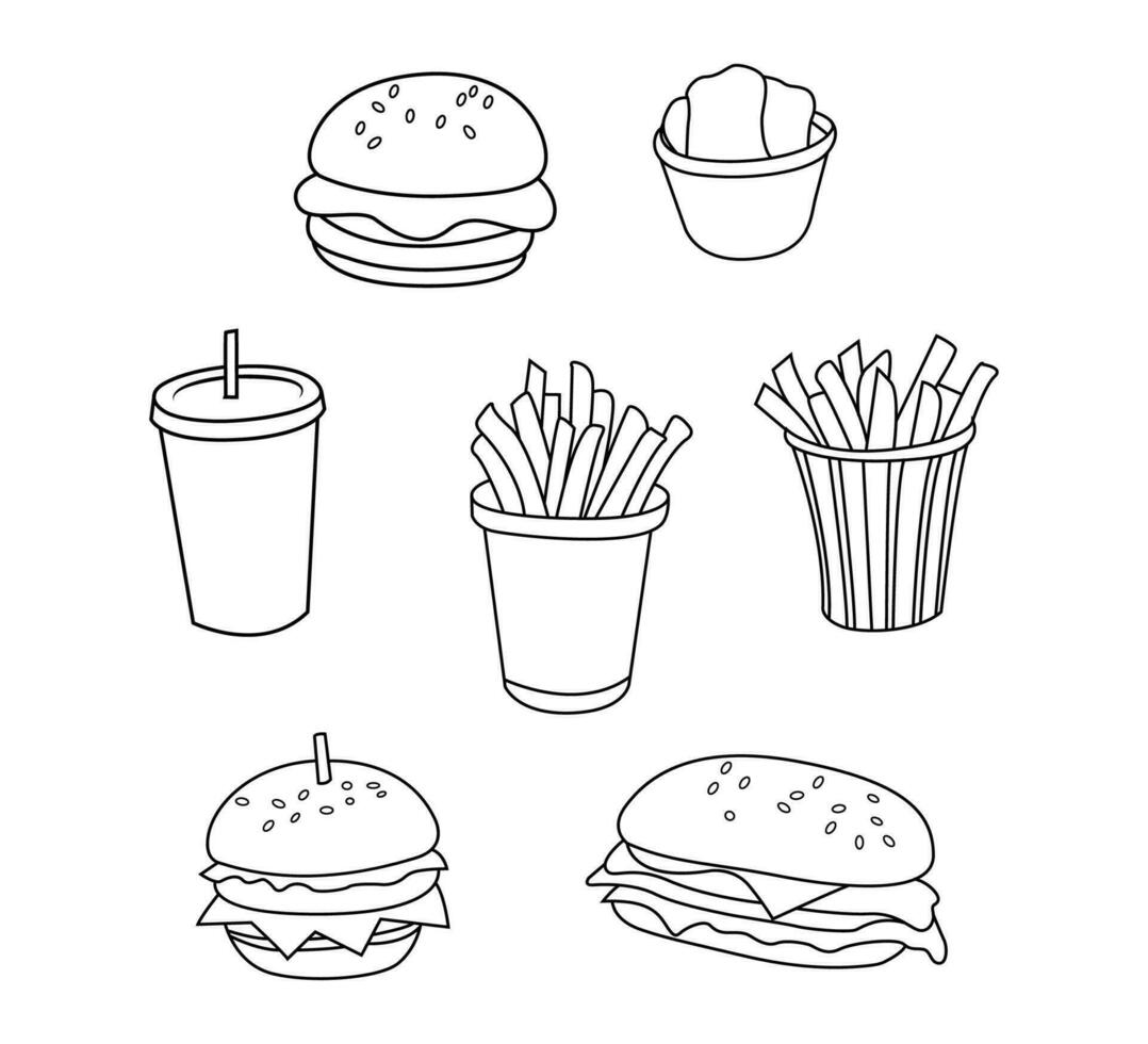 fast food icon set vector