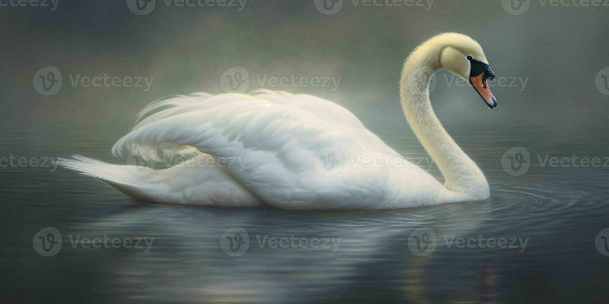 AI generated Close Up of A White Swan with Beautiful Eyes. Generative AI photo