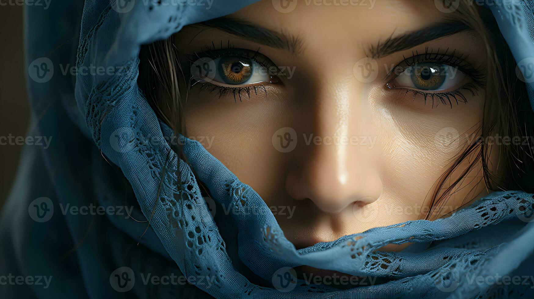 AI generated Close-up photo of a beautiful Arabic woman in hijab with Stunning Eyes. Generative Ai