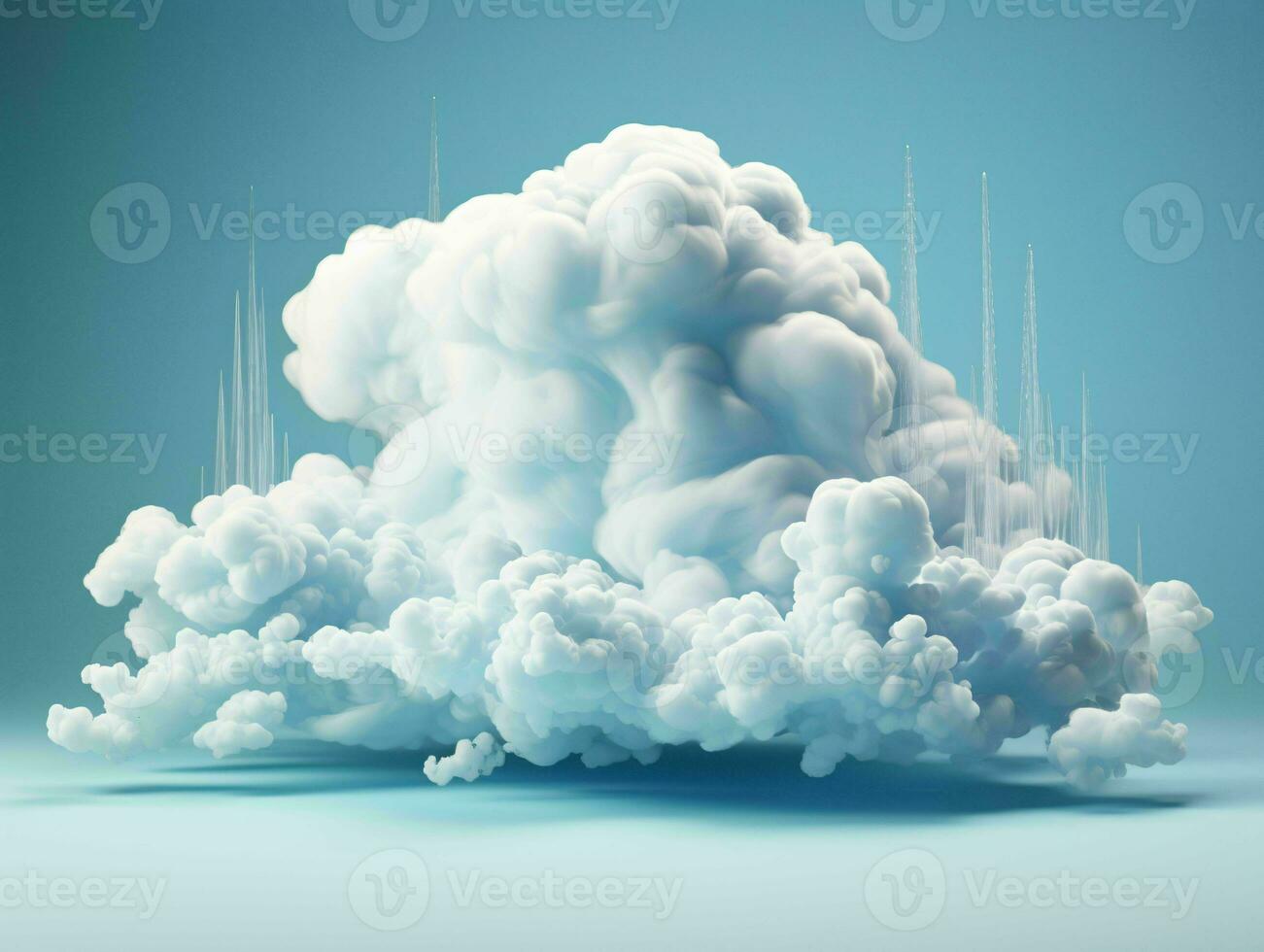 AI generated White Clouds Isolated on Blue Studio Background. Fluffy Cloud. Generative AI photo