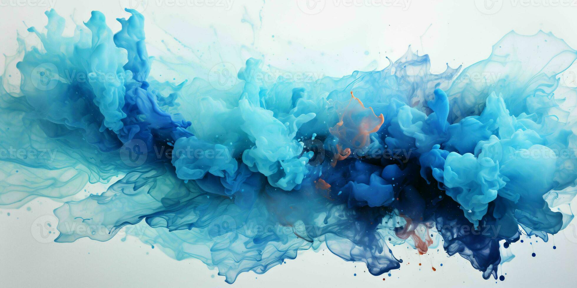 AI generated Blue Paint Splash on White Background. Paint Stain. Generative AI photo