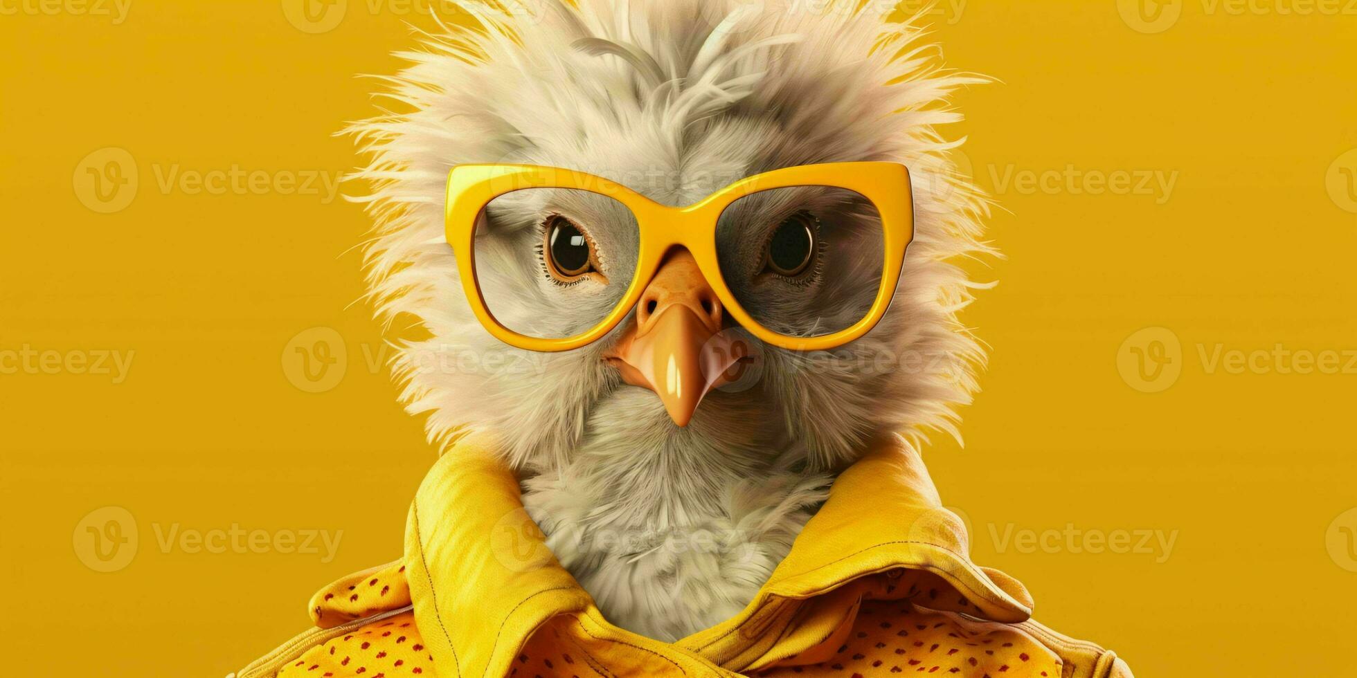 AI generated Cute and Funny Chicken Wearing Glasses and Casual Outfit. Generative AI photo