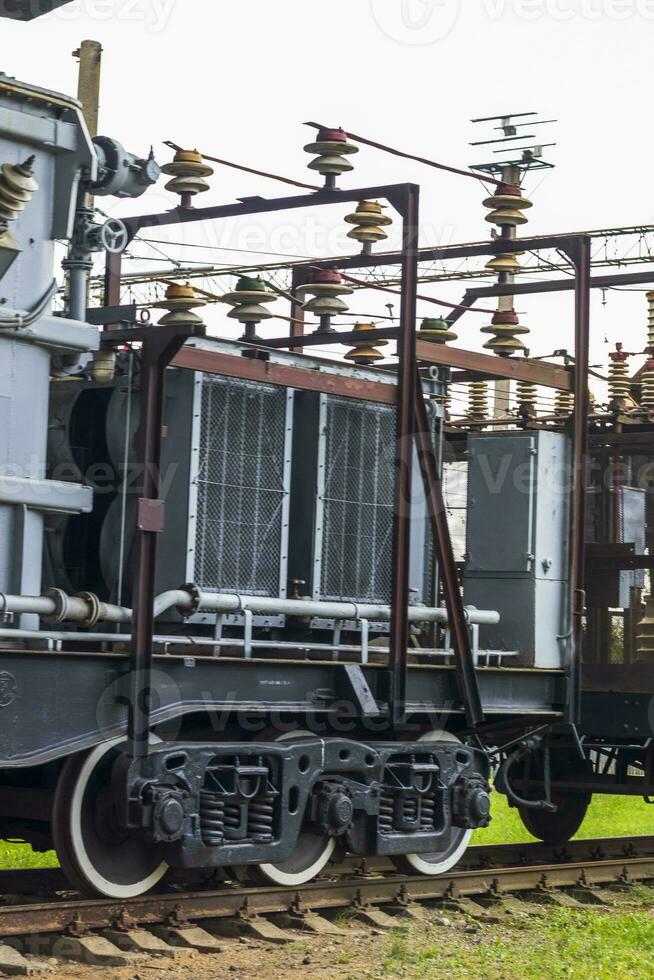 Shot of the mobil rail electric station. Technology photo