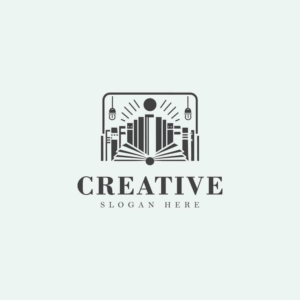 Bookstore logo design, monochrome, unique logo, simple, no gradient, black and white, negative space vector