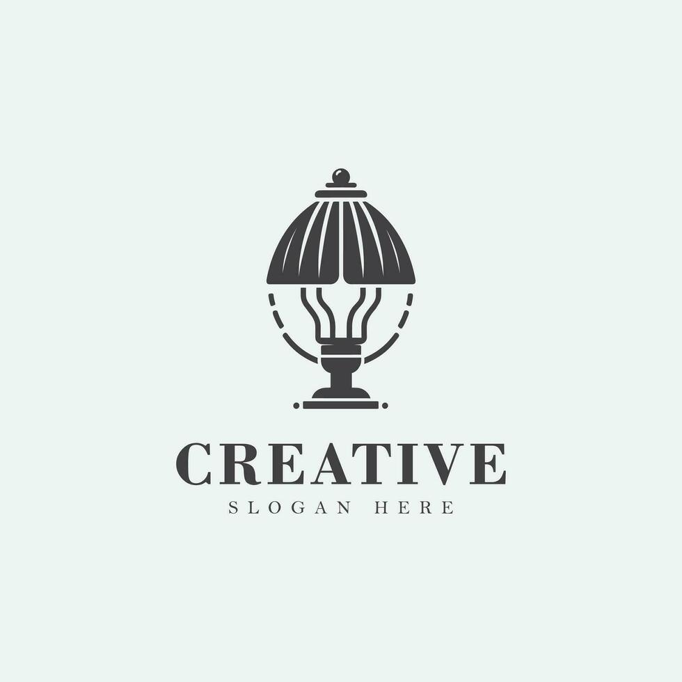 Lamp logo design, monochrome, simple, unique logo, black and white, no gradient. solid, negative space vector
