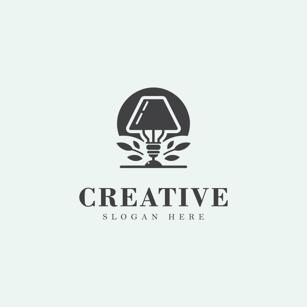 Lamp logo design, monochrome, simple, unique logo, black and white, no gradient. solid, negative space vector