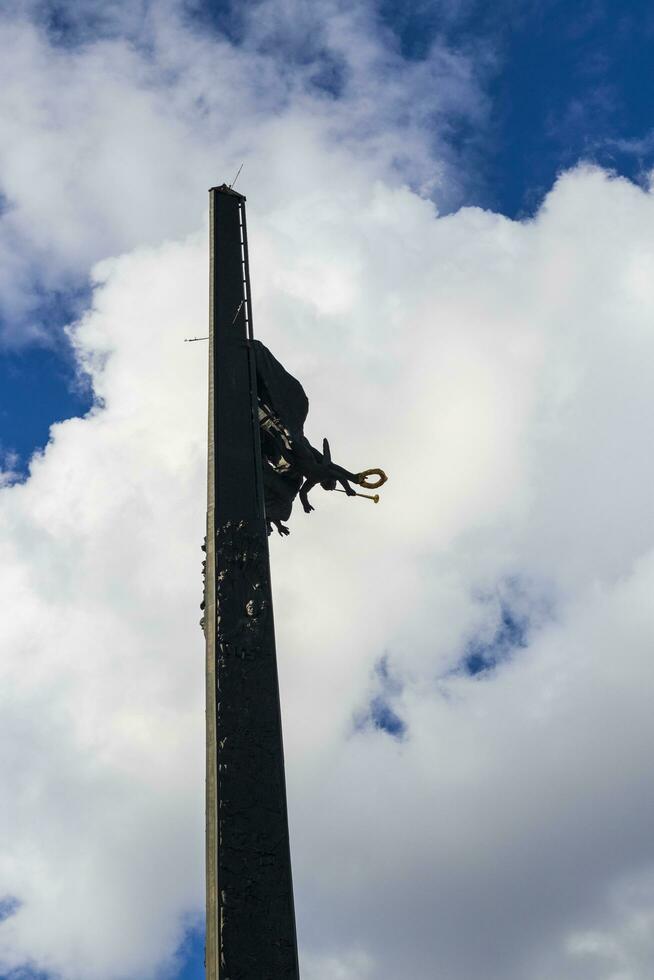 Moscow, Russia - 07.21.2021 -Shot of the monument on the Victory square located on the Kutuzovskiy Avenue. History photo