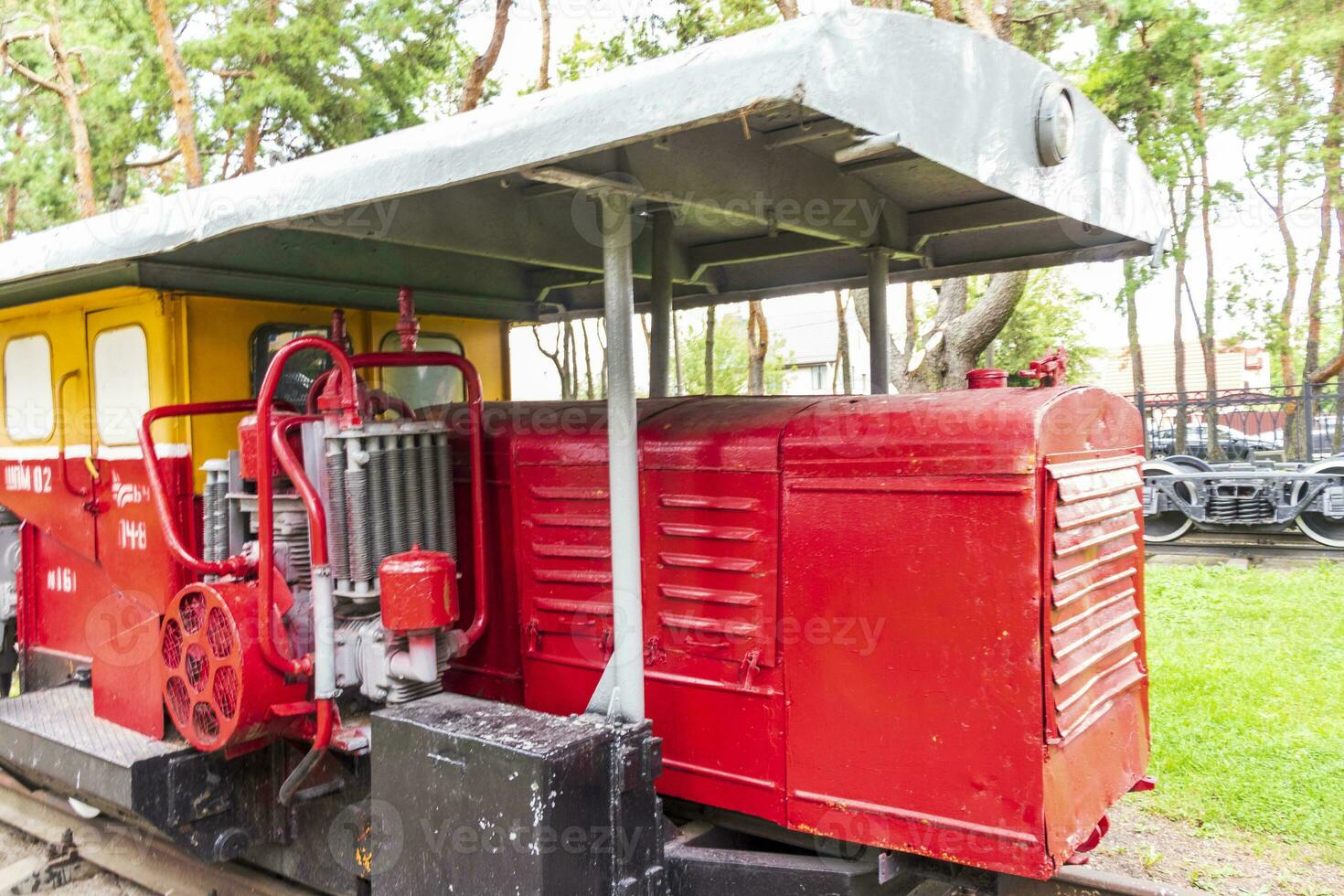 Shot of the vintage old construction train. Transportation photo