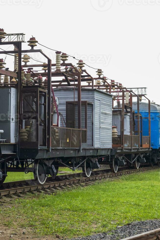 Shot of the mobil rail electric station. Technology photo