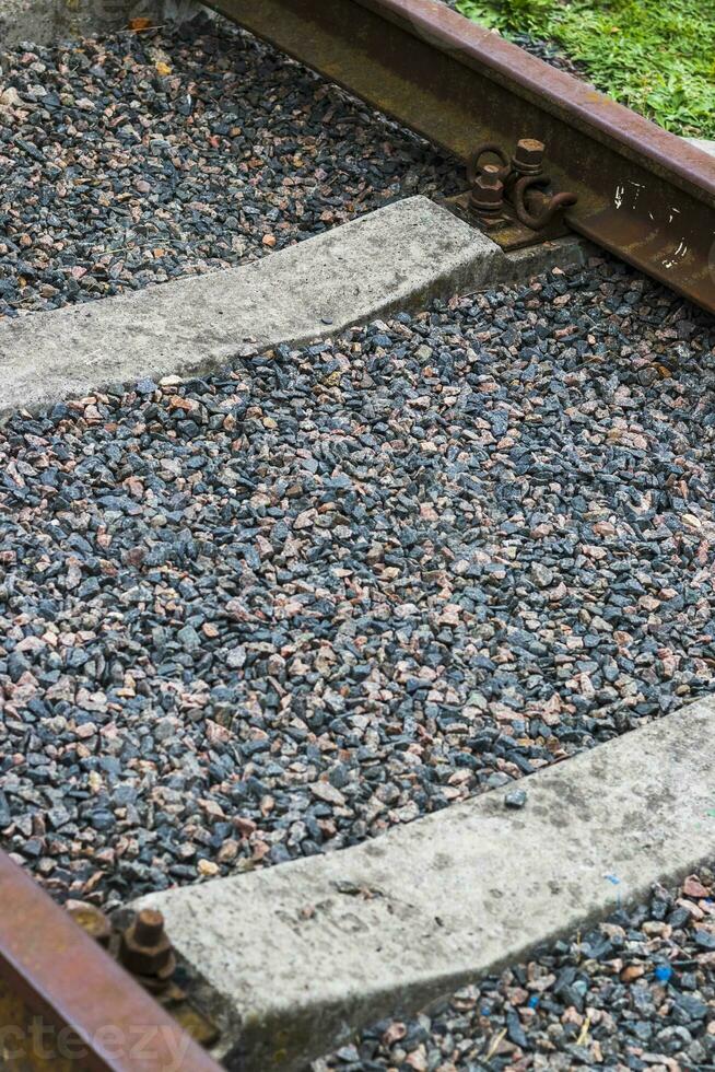 Shot of the rails and gravel. Concept photo