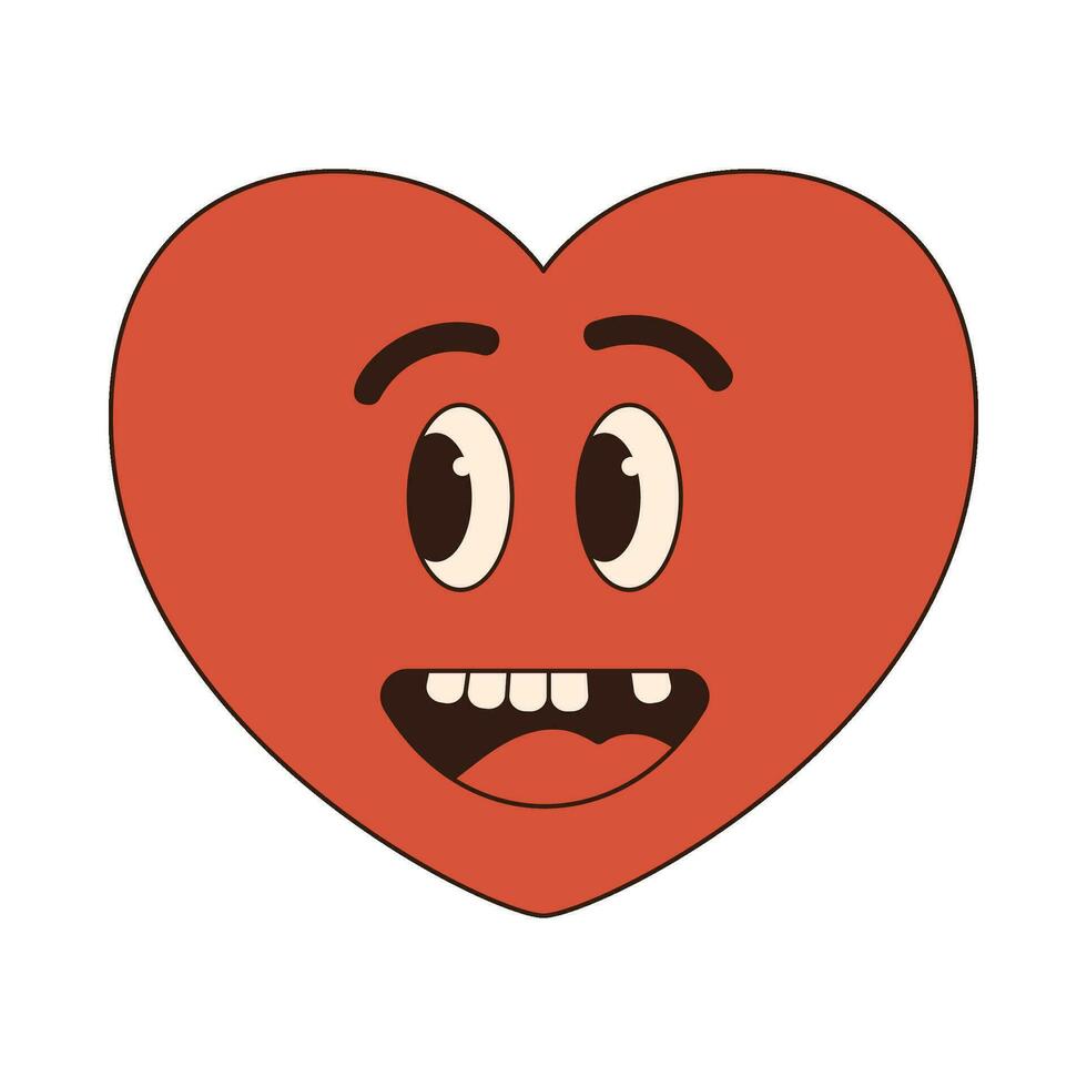 maravilloso retro corazón icono retro dibujos animados san valentin día elemento en de moda retro 60s 70s estilo. vector ilustración.