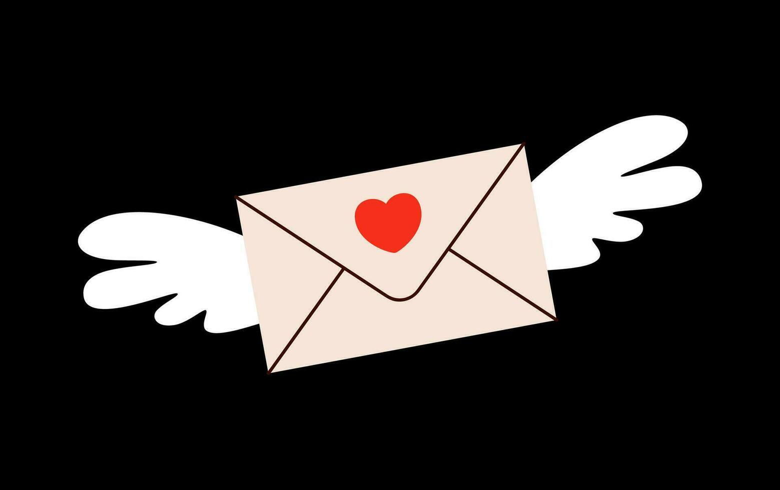 love letter angel wing Valentines day minimal love letter vector illustration.