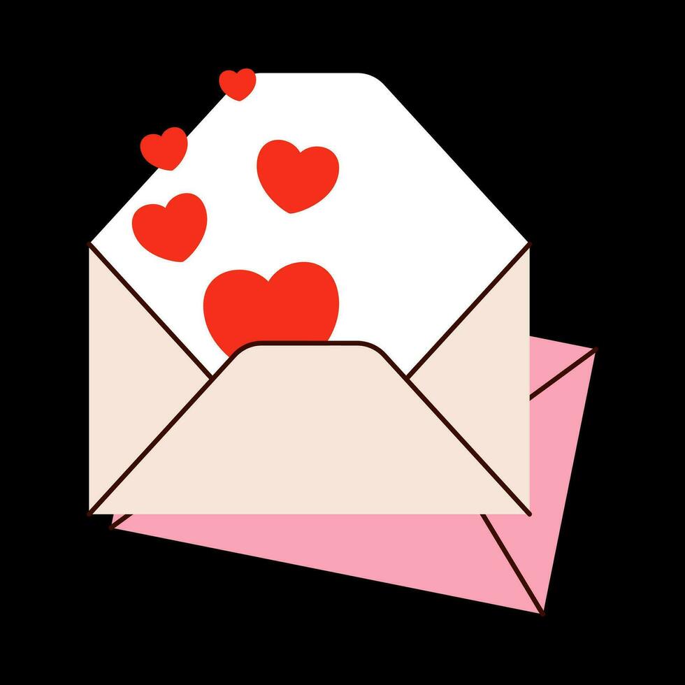 love letter envelope Valentines day minimal love letter vector illustration.