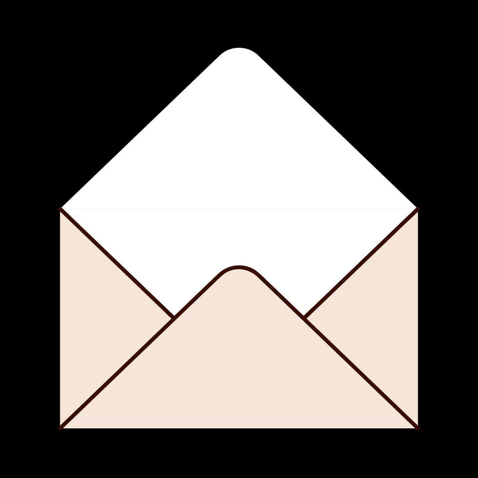 empty open envelope Valentines day minimal love letter vector illustration.