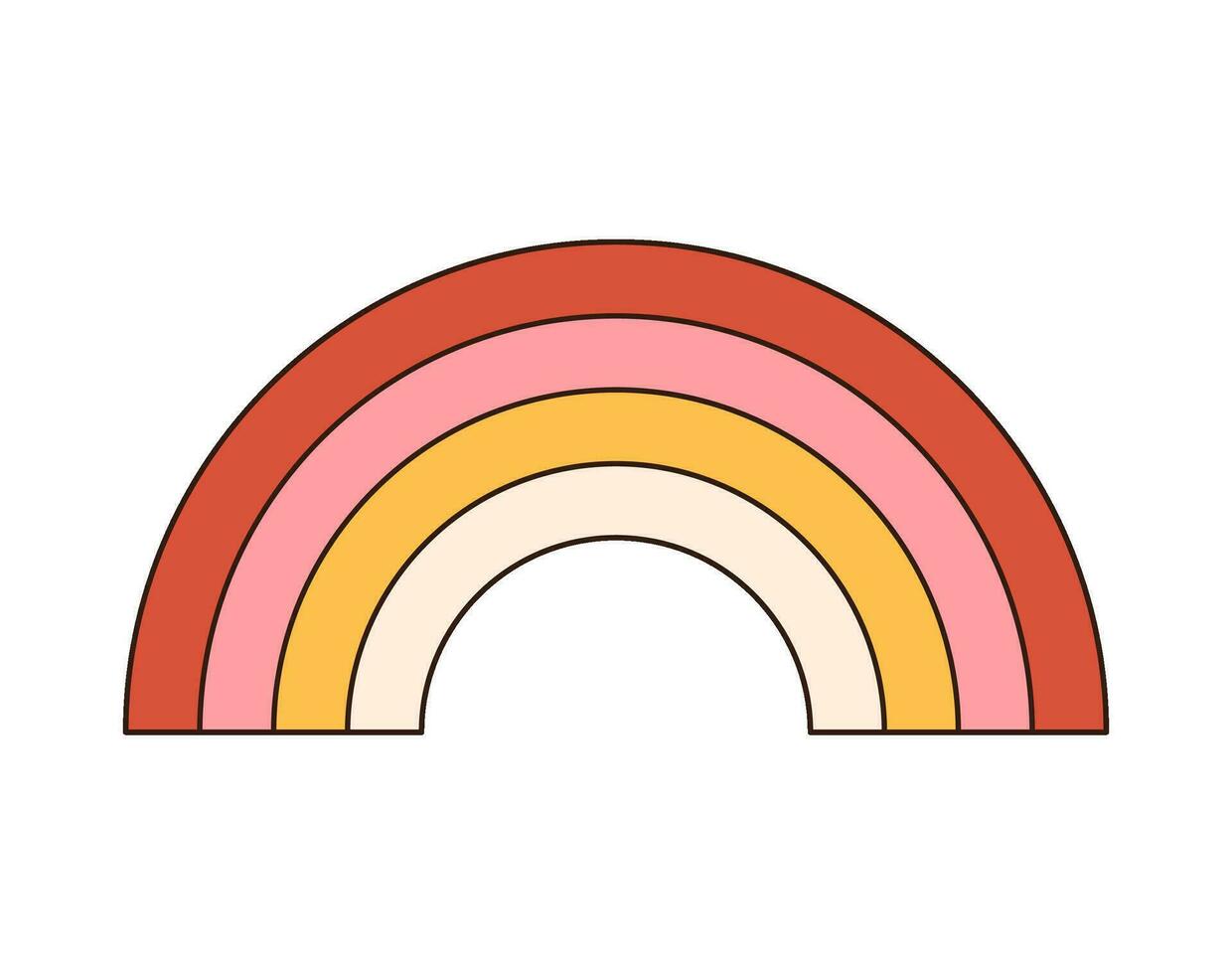 rainbow groovy retro icon Retro cartoon Valentines day element in trendy retro 60s 70s style. Vector illustration.