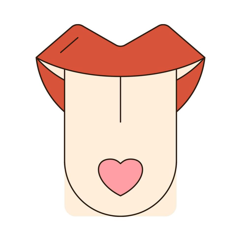 groovy retro lip icon Retro cartoon Valentines day element in trendy retro 60s 70s style. Vector illustration.