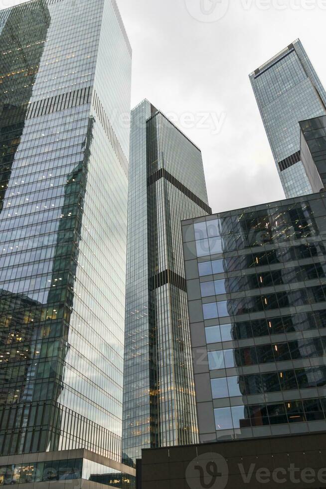 Close up shot of modern buildings. Architecture photo