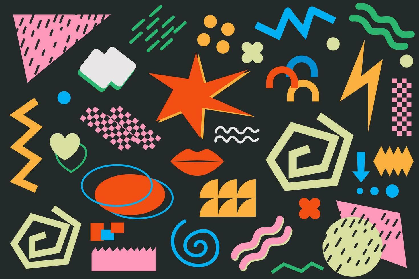 Brutalist shapes for swiss minimal style design. Retro geometric shapes. vector