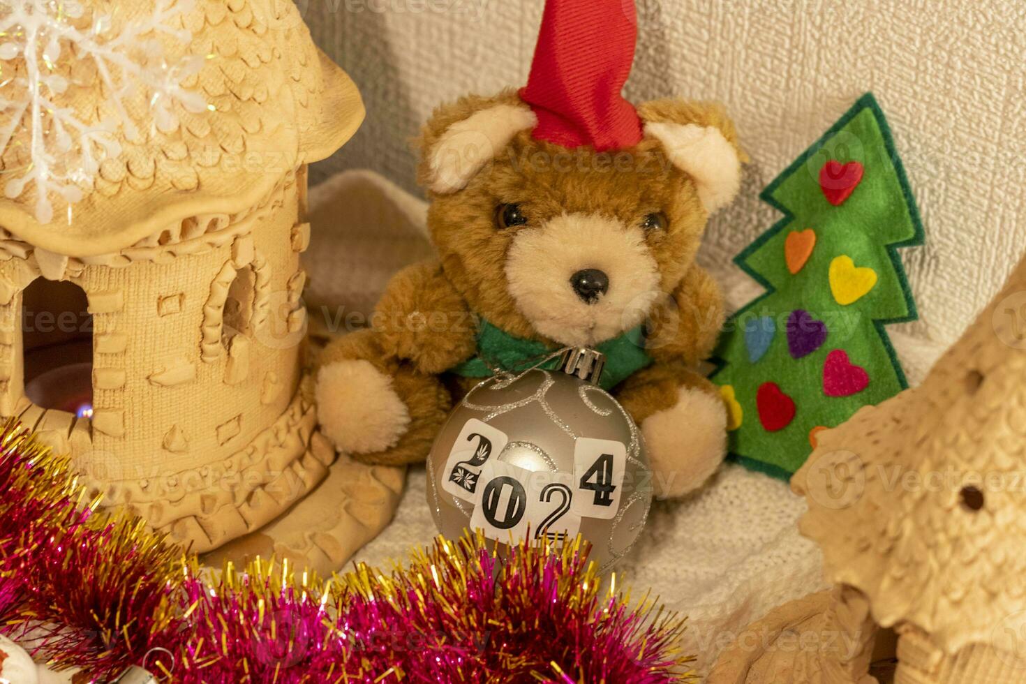 Close up shot of new year decorations. New year changing numbers. Holiday photo