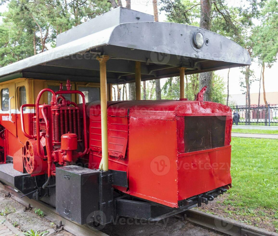 Disparo de el Clásico antiguo construcción tren. transporte foto