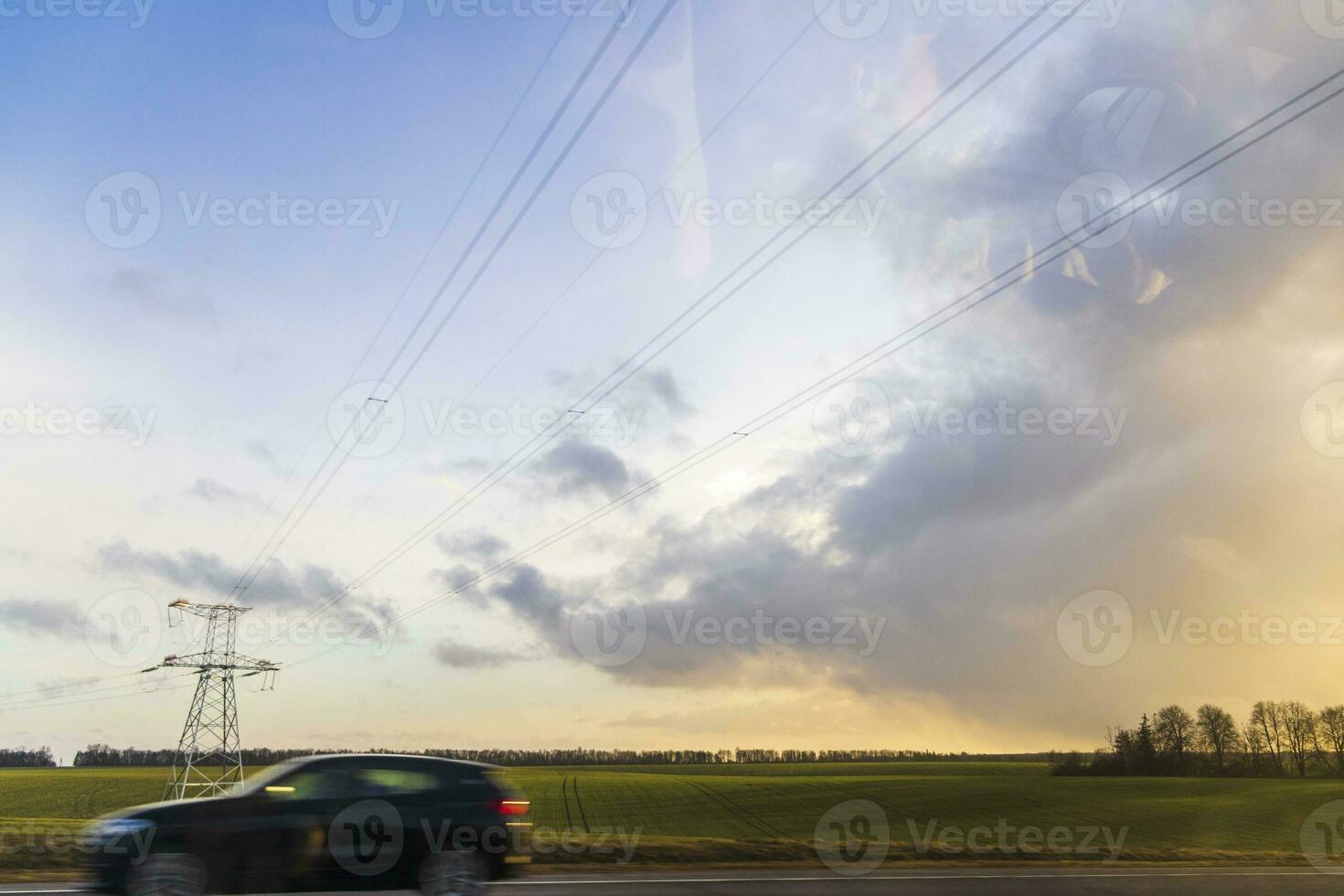 Dramatic sky during sunset hour. Nature photo