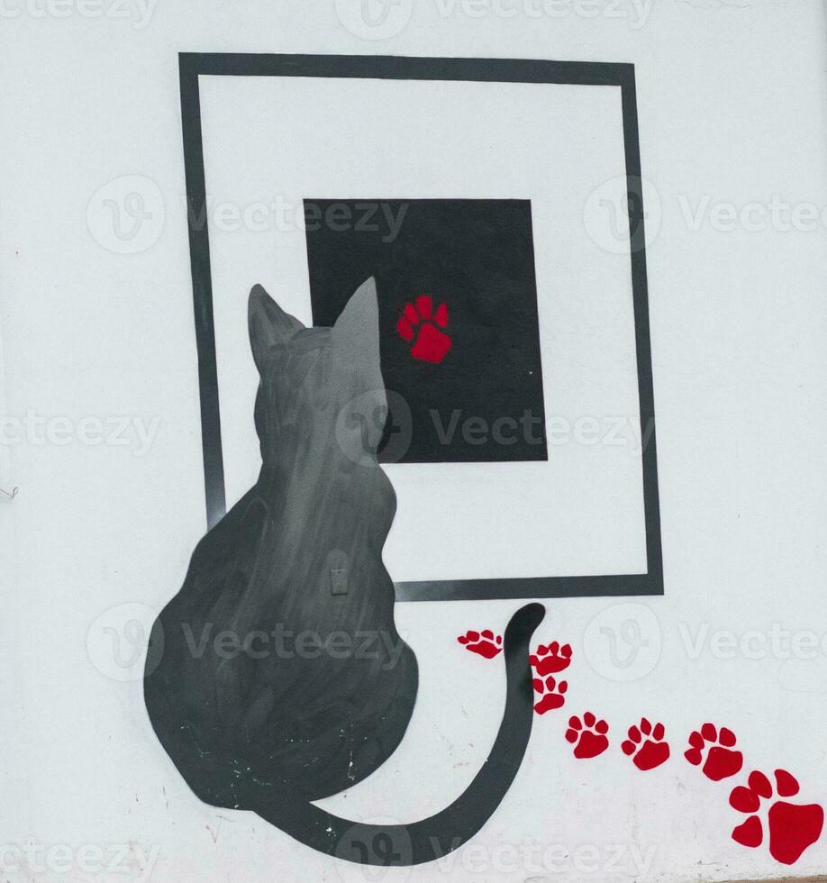 Concept shot of the drawing of the cat. Art photo