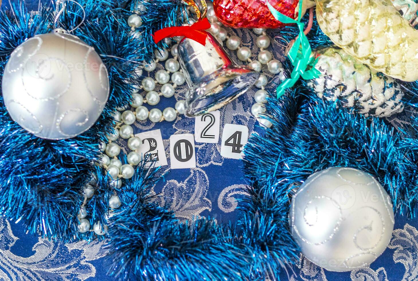 Close up shot of new year decorations. New year changing numbers. Holidays photo