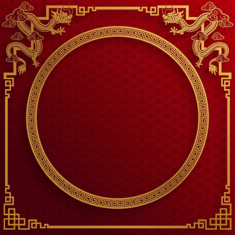 Chinese frame border for happy chinese new year 2024 year of the dragon zodiac sign vector