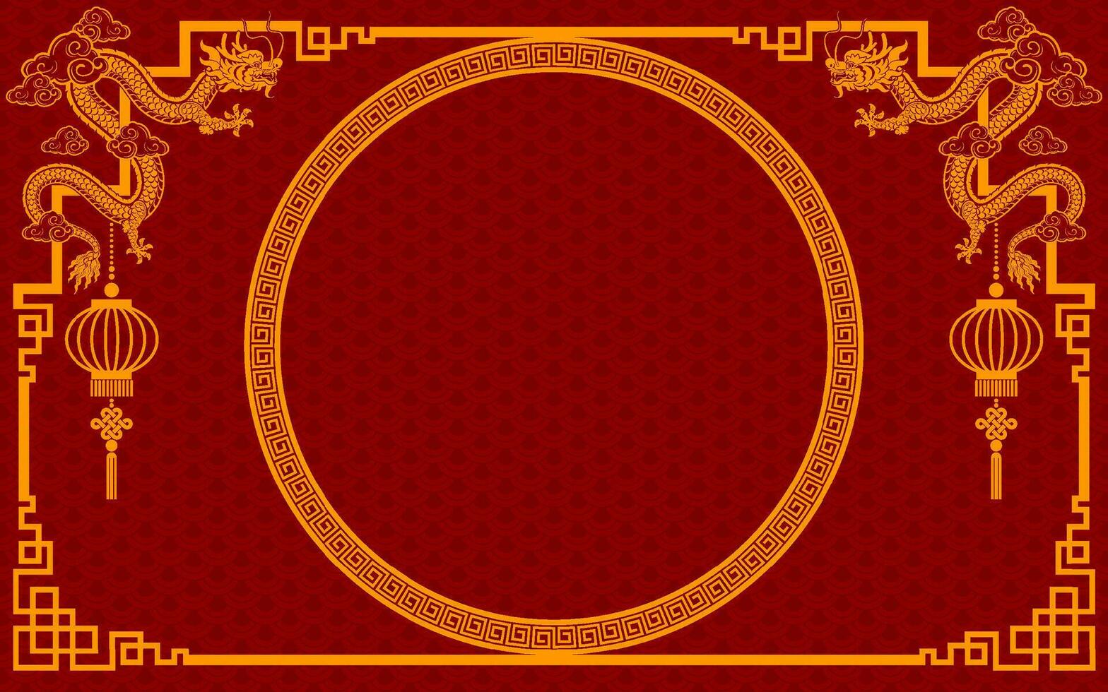 Chinese frame border for happy chinese new year 2024 year of the dragon zodiac sign vector