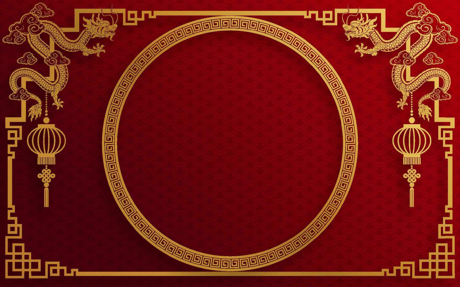 Chinese frame border for happy chinese new year 2024 year of the dragon zodiac sign vector