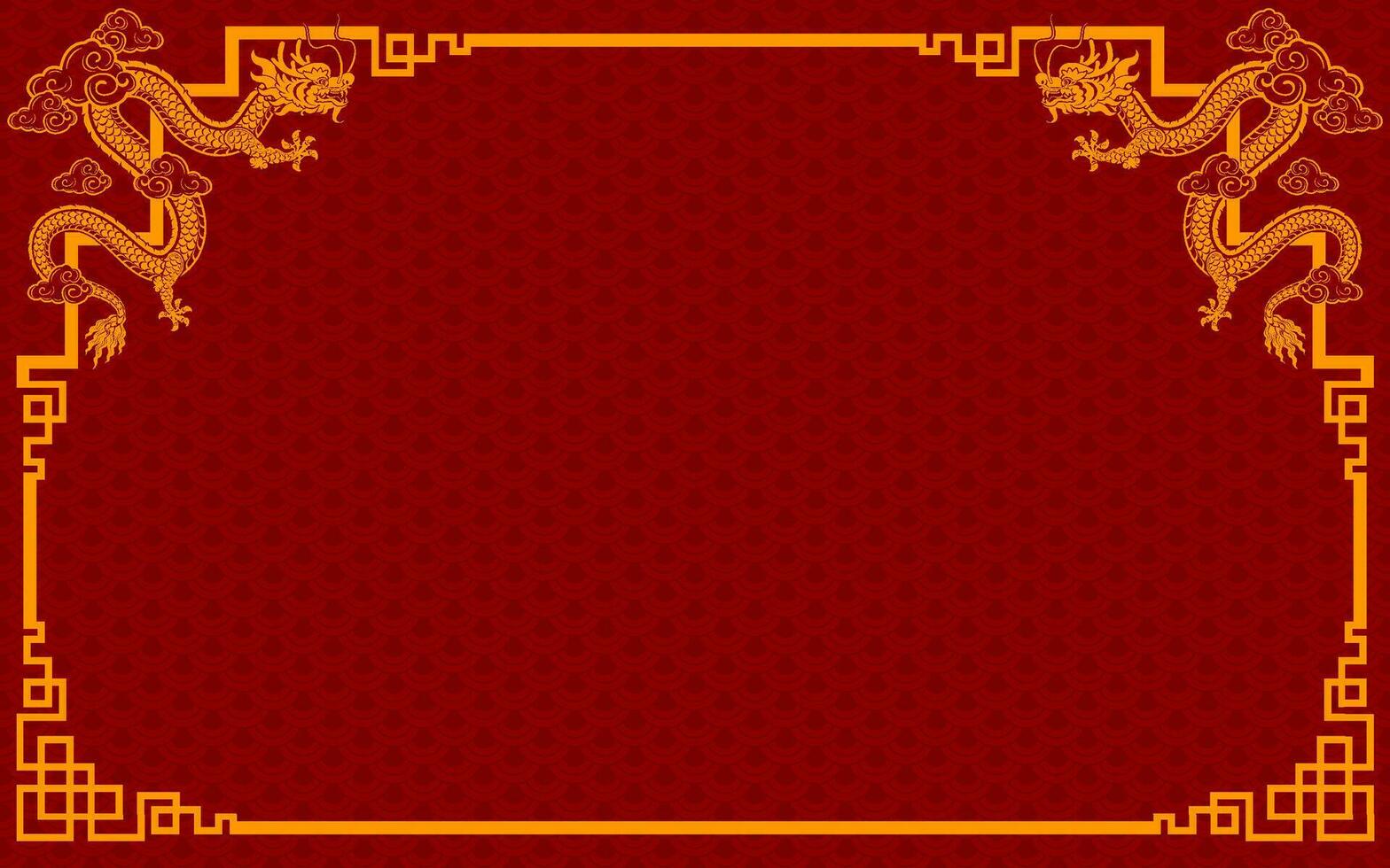 Chinese frame border for happy chinese new year 2024 year of the dragon zodiac sign vector
