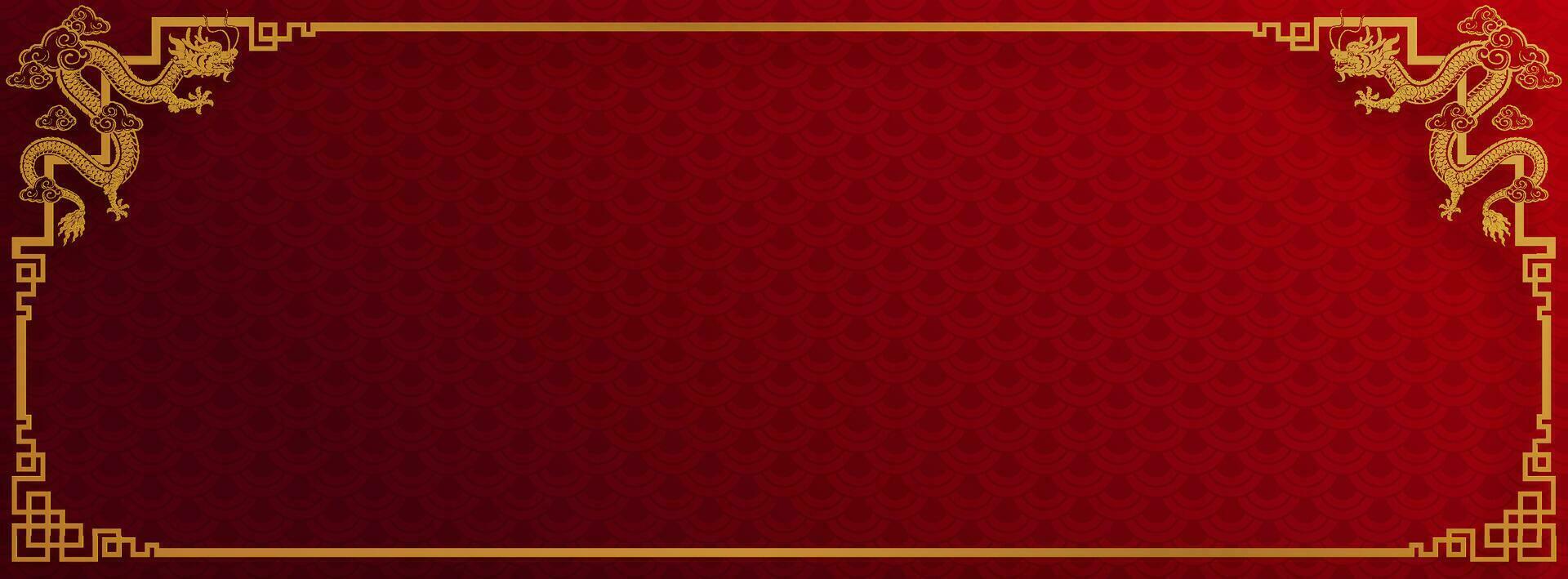 Chinese frame border for happy chinese new year 2024 year of the dragon zodiac sign vector