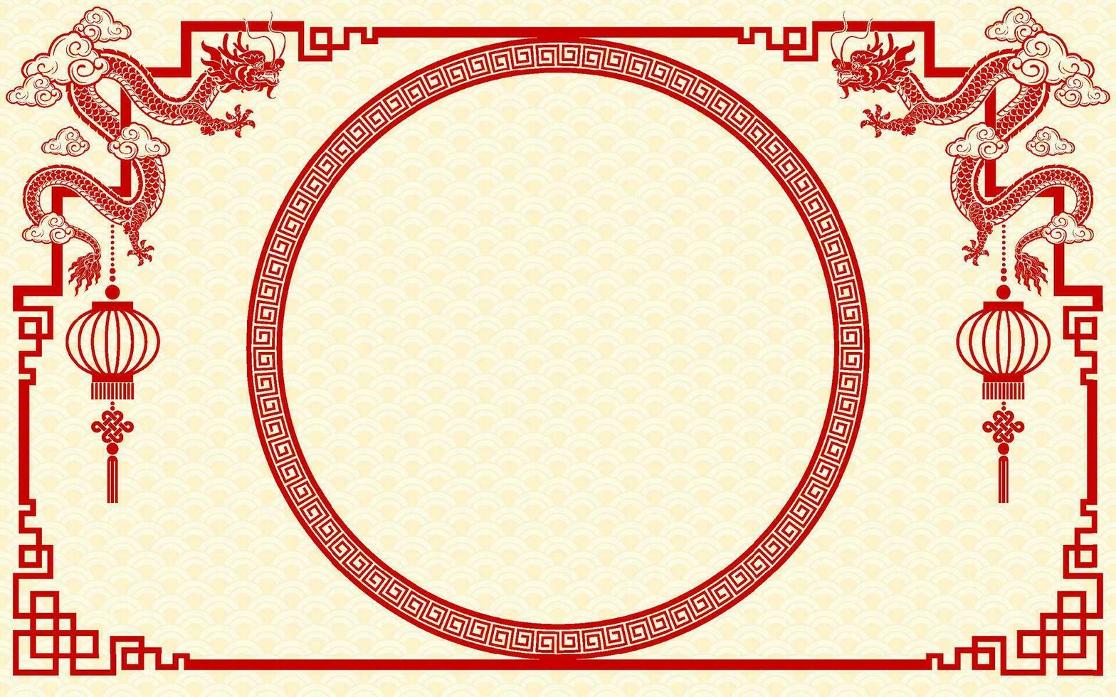 chino marco frontera para contento chino nuevo año 2024 año de el continuar zodíaco firmar vector