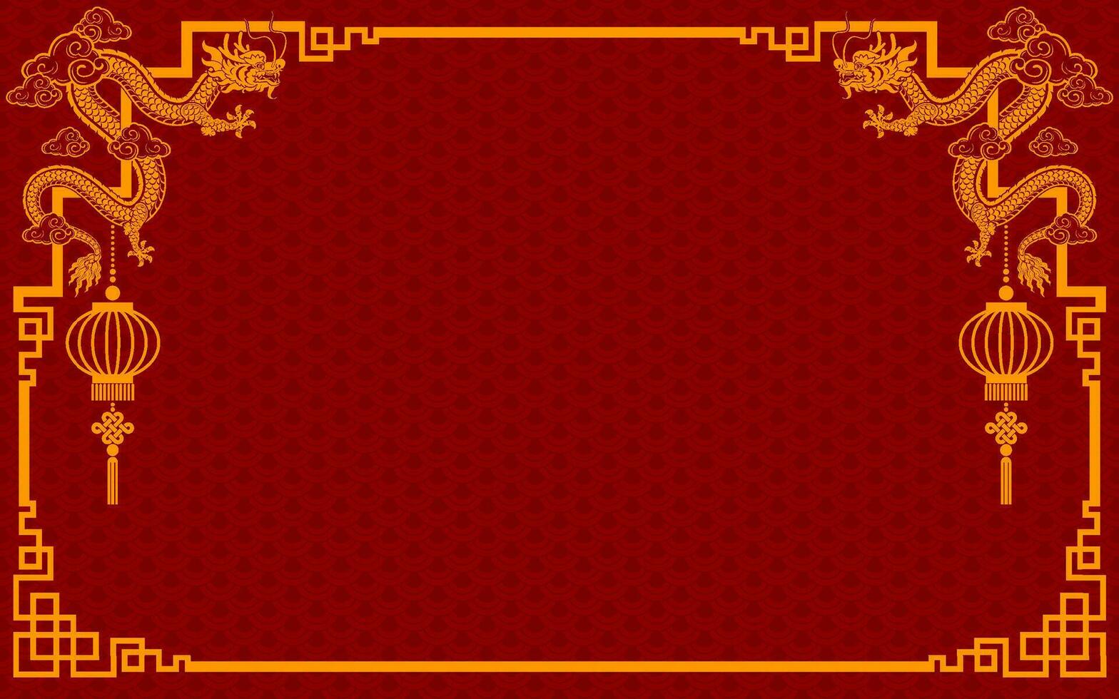 Chinese frame border for happy chinese new year 2024 year of the dragon zodiac sign vector