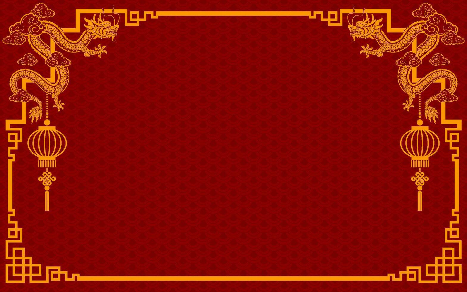 Chinese frame border for happy chinese new year 2024 year of the dragon zodiac sign vector