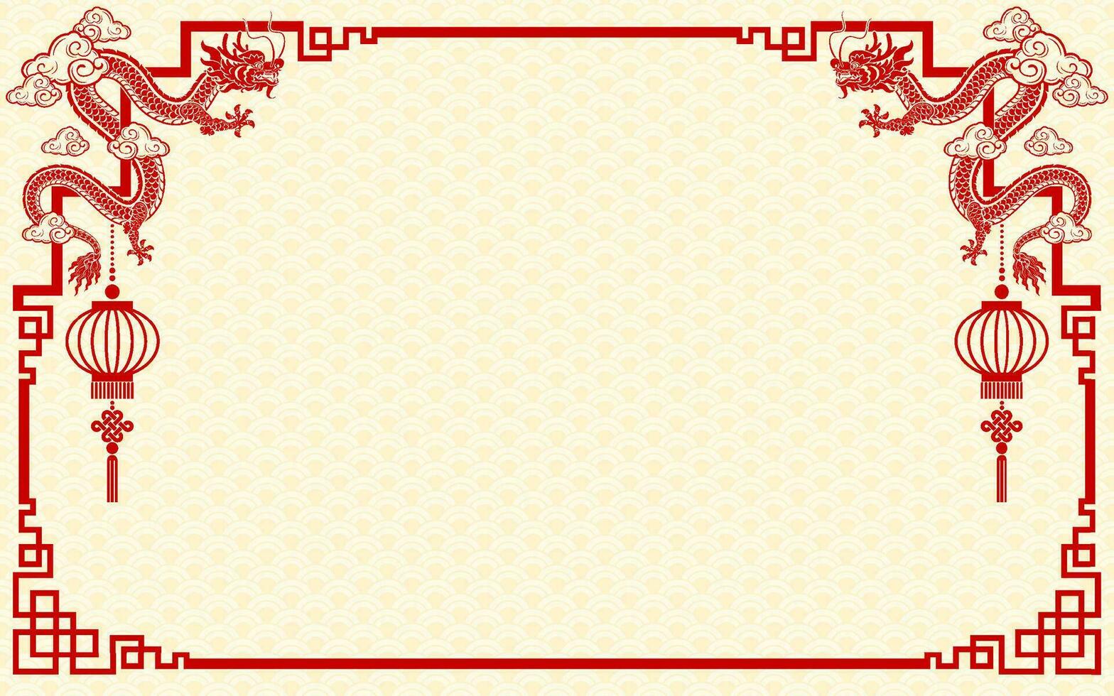 Chinese frame border for happy chinese new year 2024 year of the dragon zodiac sign vector