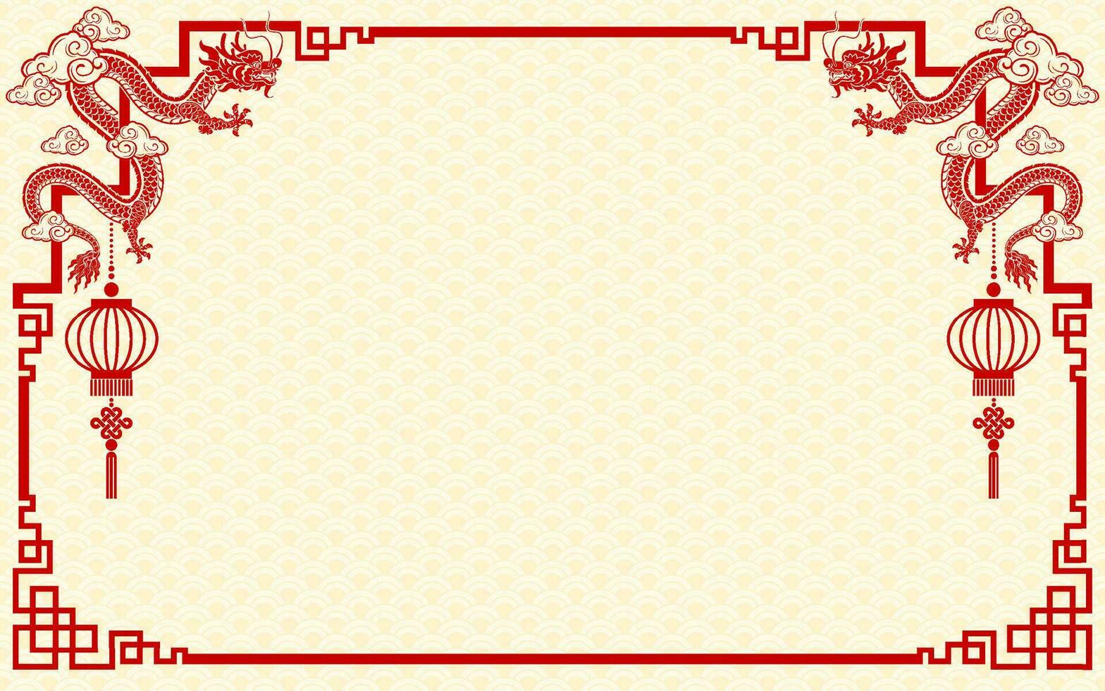 Chinese frame border for happy chinese new year 2024 year of the dragon zodiac sign vector