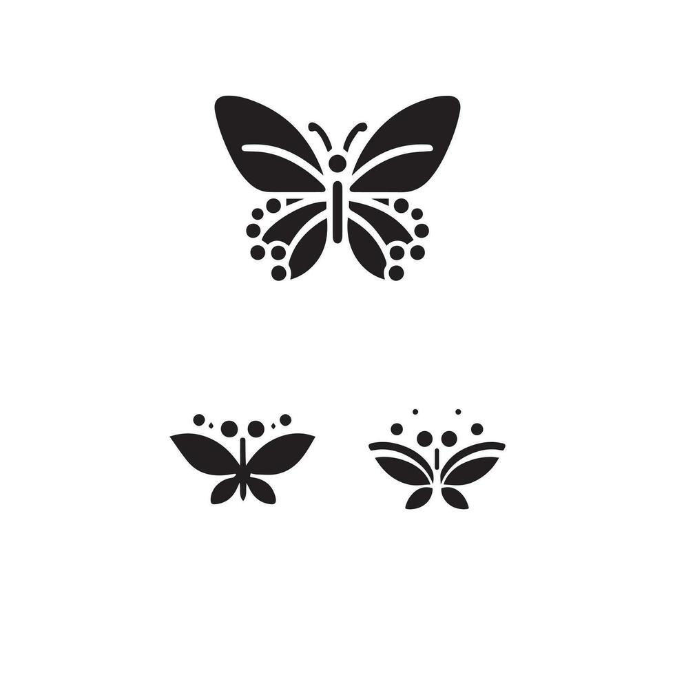 sinfonía de silueta mariposas en monocromo vector