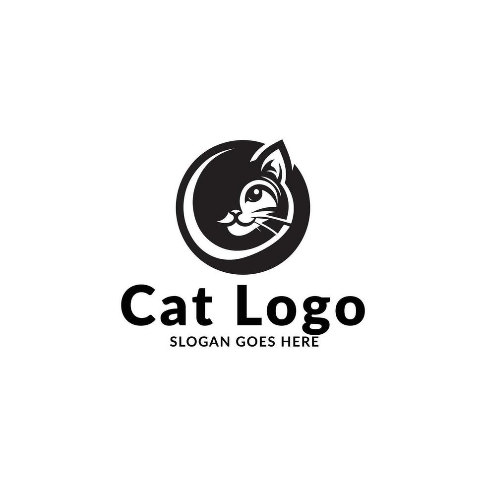 felino elegancia en monocromo - artístico emblema diseño vector