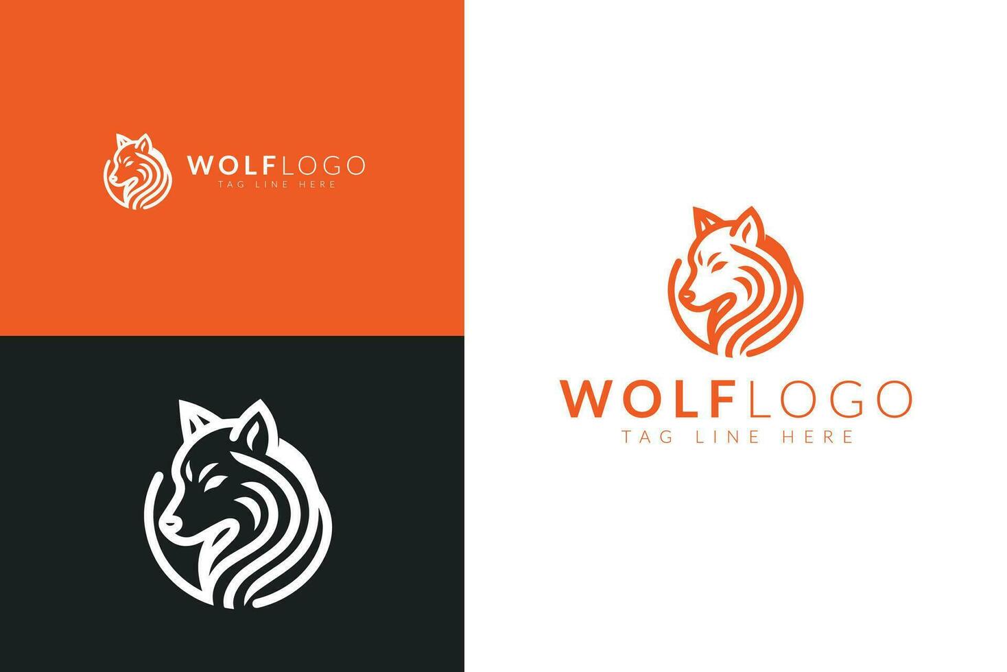 Majestic Wolf Logos in Monochrome and Color vector